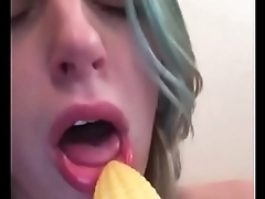 Young Teen Drag inflate Plastic Corn with Whipped Cream Part 1 - RealAmateurWebcam.com