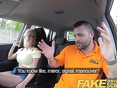 Fake Driving School Busty blonde learner fucks fake driving instructor